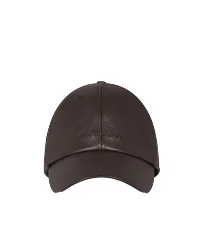 Givenchy Cap In Leather In Brown