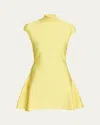 Givenchy Cap-sleeve Fit-and-flare Mini Dress In Yellow