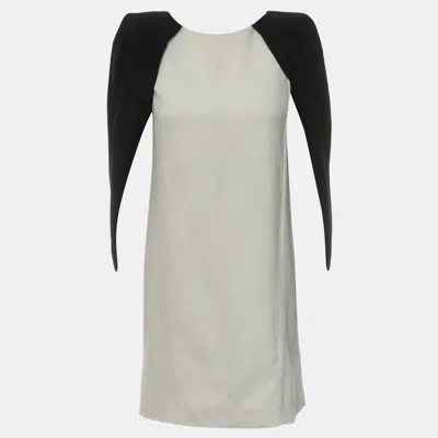 Pre-owned Givenchy Cape Crepe Mini Dress With Padded Shoulder Fr 36 In Black