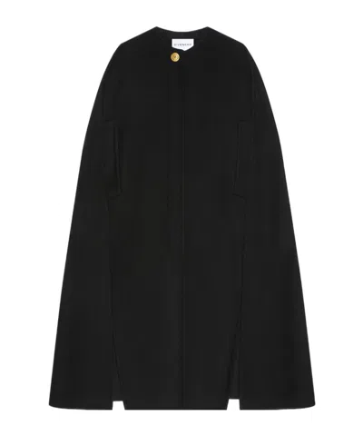 Givenchy Cape In Wool And Cashmere In Black/gray