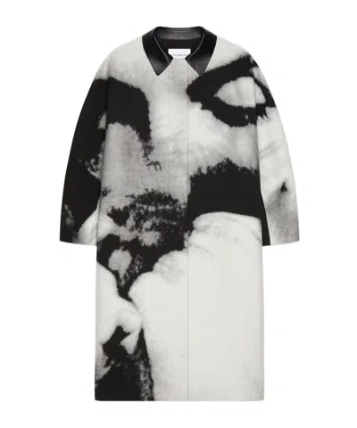 Givenchy Car Coat In Cotton With Portrait Jacquard In Multi