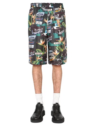 Givenchy Car Print Straight-leg Shorts In Multi