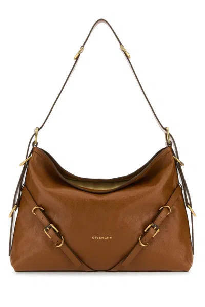 Givenchy Caramel Leather Medium Voyou Shoulder Bag In 222-soft Tan