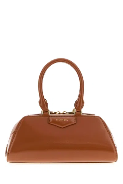 GIVENCHY CARAMEL LEATHER MINI ANTIGONA HANDBAG