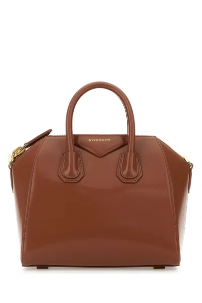 Givenchy Caramel Leather Mini Antigona Handbag In Brown