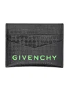 Givenchy G-essentials Branded Leather Card Holder In Black/green