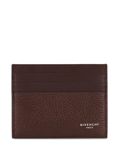 Givenchy Card Holder In Grained Leather In Brown