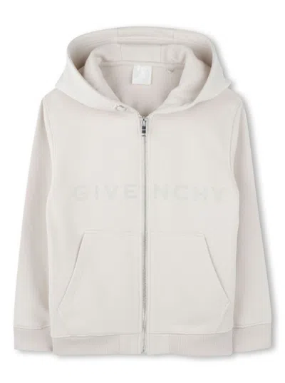GIVENCHY WHITE SWEATSHIRT WITH LOGO LETTERING ON THE FRONT AND REAR MAXI 4G LOGO PINT IN COTTON BLEND BOY