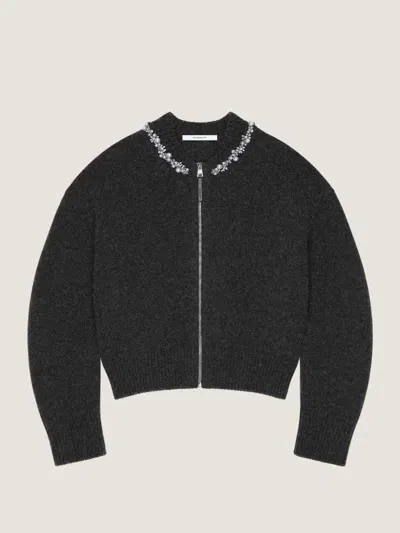 Givenchy Cardigan Couture Seam En Laine D'alpaga Et Yack Brodé In Gray