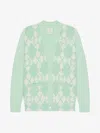 Givenchy Cardigan En Laine Argyle Monogramme 72 In Aqua Green