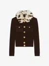 Givenchy Fur Collar Button-up Cardigan In Brown