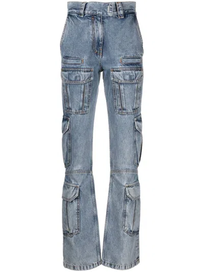 Givenchy Light Blue Denim Cargo Jeans For Women In Grey