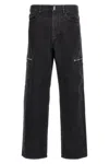 Givenchy Black Cargo Denim Jeans With 4g Print In Black