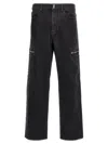 Givenchy Black Cargo Denim Jeans With 4g Print In Black