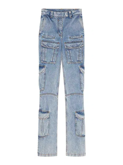 Givenchy Women Light Blue Cargo Denim Cotton Jeans, 27 Luxury Jeans For Women Darveys In Grey