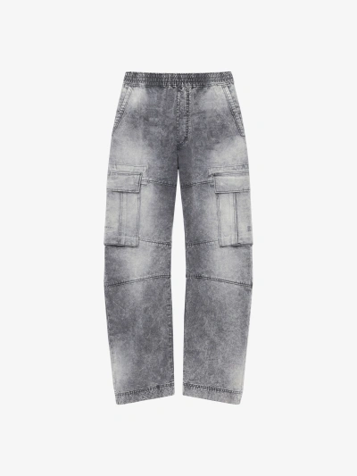 Givenchy Cargo Trousers In Denim In Grey/white