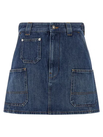 Givenchy Cargo-pocket Denim Denim Skirt In Blue