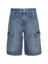 Givenchy Cargo-pocket Denim Shorts In Blue