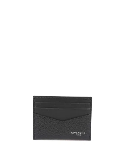 Givenchy Card Holder In Grained Leather In Black