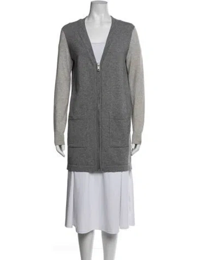 Pre-owned Givenchy Cashmere Colorblock Pattern Jacket In Grey