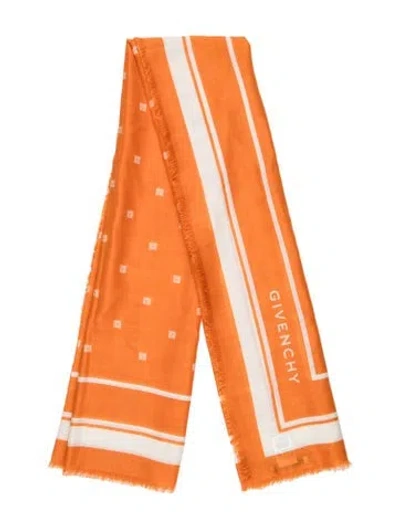 Pre-owned Givenchy Cashmere Graphic Print Scarf In Orange