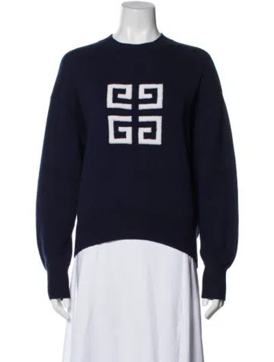 Pre-owned Givenchy Cashmere Graphic Print Sweater In Blue