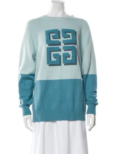 Pre-owned Givenchy Cashmere Graphic Print Sweater In Blue