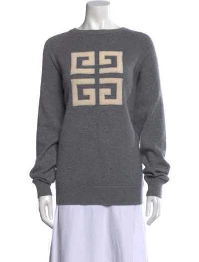Pre-owned Givenchy Cashmere Graphic Print Sweater In Gray