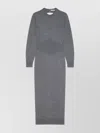 Givenchy Side-split Long-sleeve Midi Dress In Gray