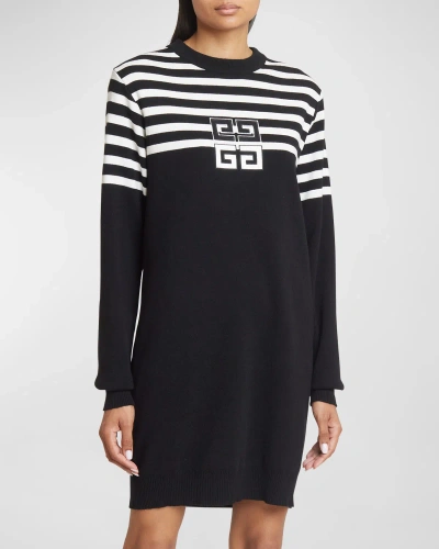 Givenchy Cashmere Short Dress With 4g Embroidery In Black