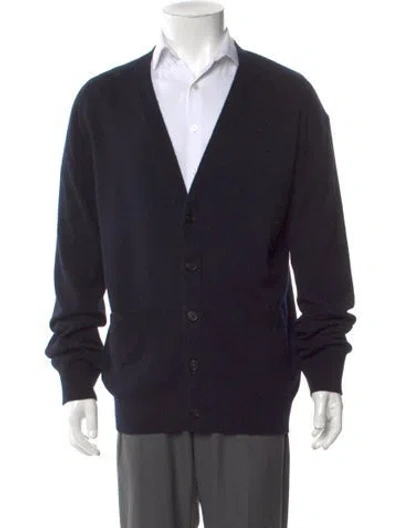 Pre-owned Givenchy Cashmere V-neck Cardigan In Blue