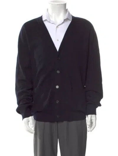 Pre-owned Givenchy Cashmere V-neck Cardigan In Blue