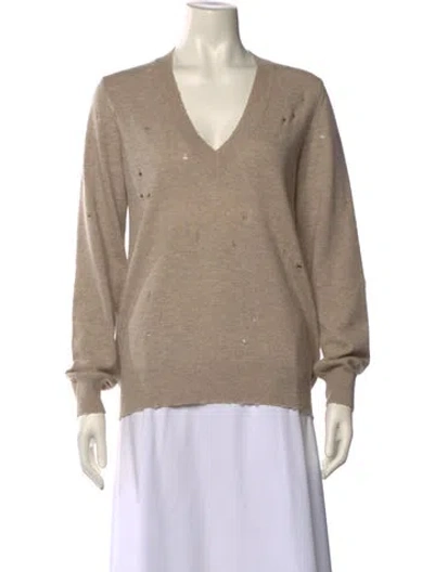 Pre-owned Givenchy Cashmere V-neck Sweater In Neutral