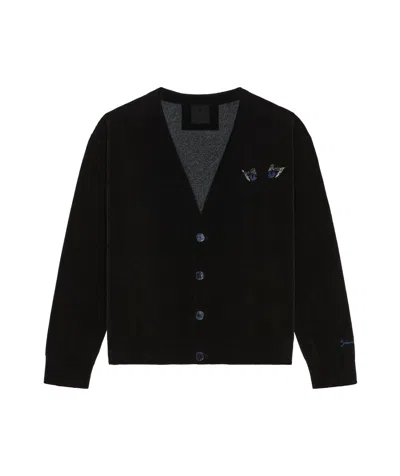 Givenchy Cardigan In Chenille With Cat Eye Embroidery In Black