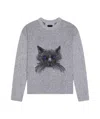 Givenchy Sweater In Wool And Mohair With Cat Jacquard In Gray