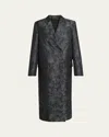 Givenchy Cats Jacquard Double Breasted Coat In Charcoal