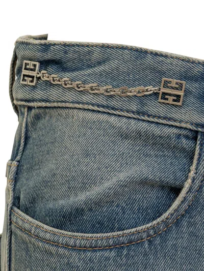 Givenchy Chain Jeans With Logo In Blue