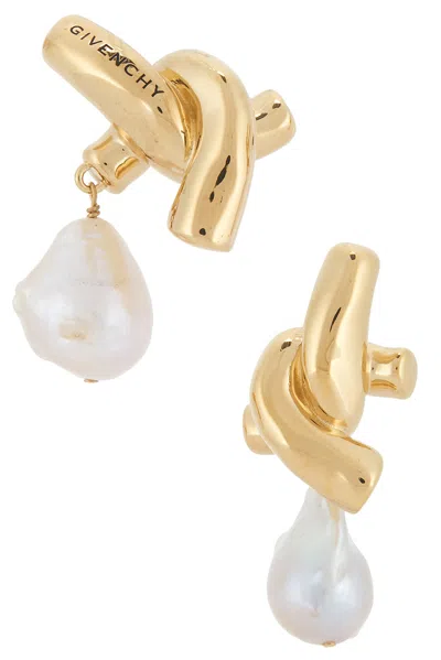 Givenchy Chain Link Earrings In Pearl & Golden Yellow