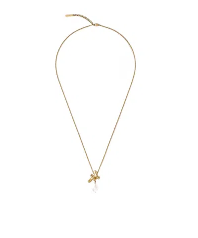 Givenchy Chain Link Necklace In Metal And Pearl In Yellow