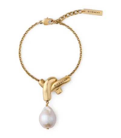 Givenchy Chain Link Pearl Bracelet In White