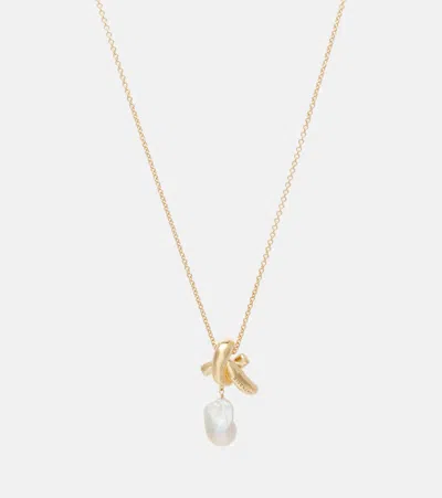 Givenchy Chain Link Pearl Pendant Necklace In Gold