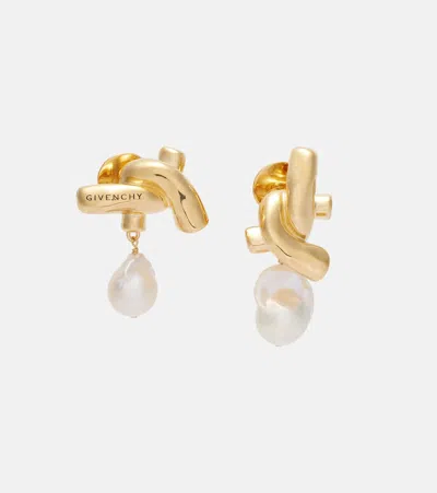 Givenchy Chain Link Pearl-embellished Earrings In Gold