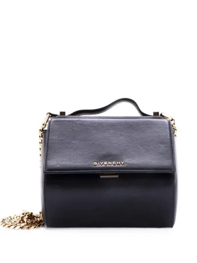 Pre-owned Givenchy Chain Pandora Box Bag Leather Mini Crossbody Bag In Black