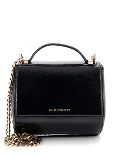 Pre-owned Givenchy Chain Pandora Box Bag Patent Mini Satchel In Black