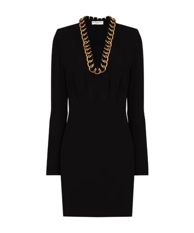 Givenchy Chain-trim Long-sleeve Mini Dress In Black