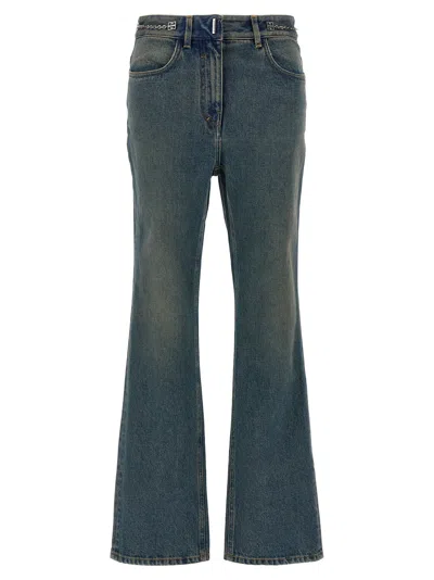 Givenchy Chain-embellished Logo Waist Jeans In Blue