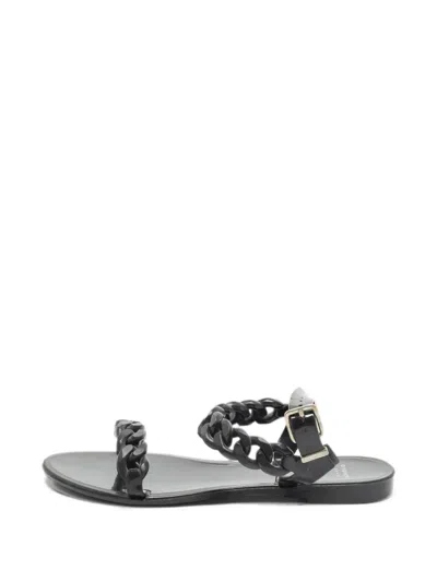 Pre-owned Givenchy Chain-link Flat Sandals In Black