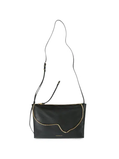 Givenchy Chain-link Gold-tone Leather Clutch In Black