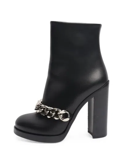 Pre-owned Givenchy Chain-link Leather Ankle Boots In Black