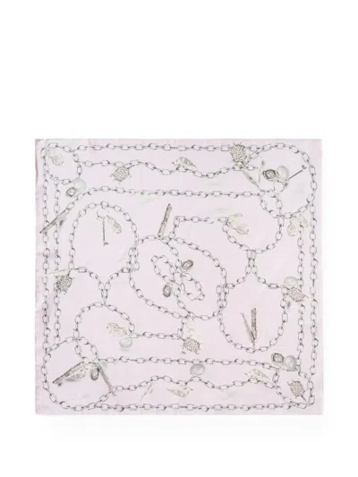Givenchy Chain-print Silk Scarf In Metallic